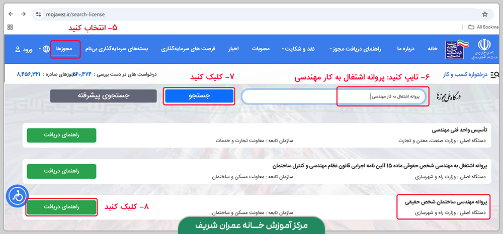 دریافت پروانه اشتغال نظام مهندسی