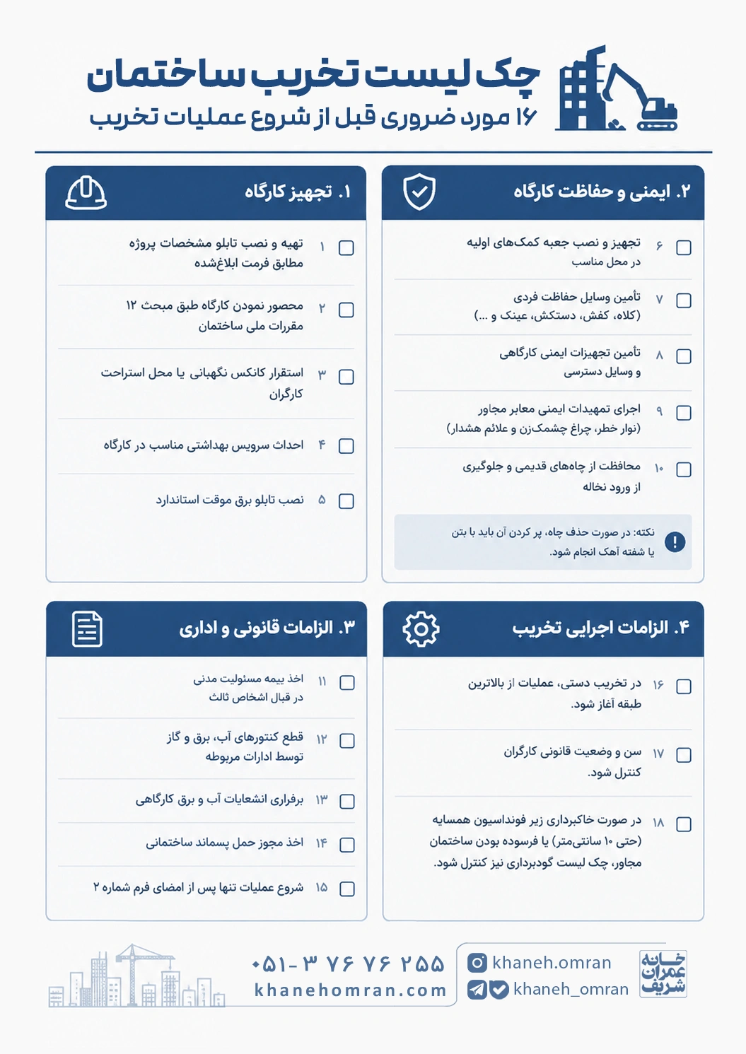 دانلود فایل چک لیست تخریب